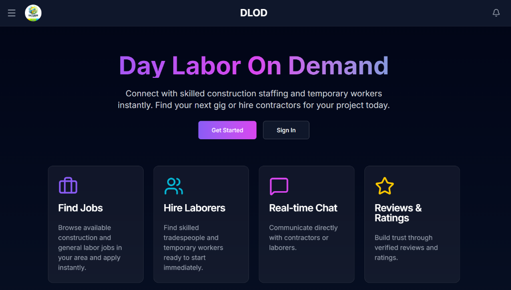 Screenshot of Day Labor On Demand website